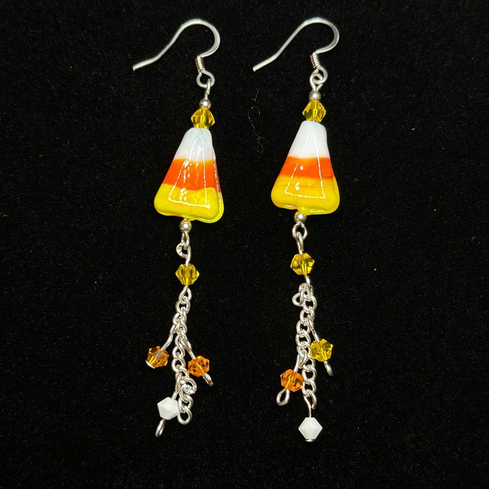 Elegant Candy Corn Dangle Earrings by Shanstones Bespoke Designs